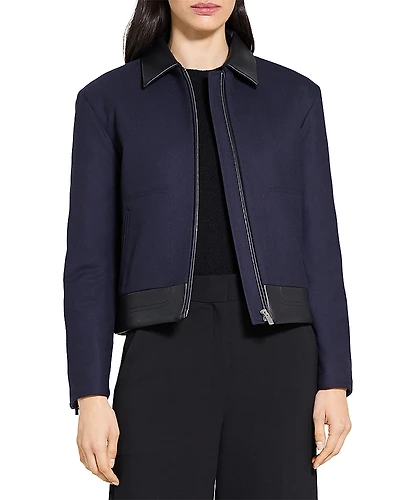 Theory Boxy Wool Blend Zip Jacket