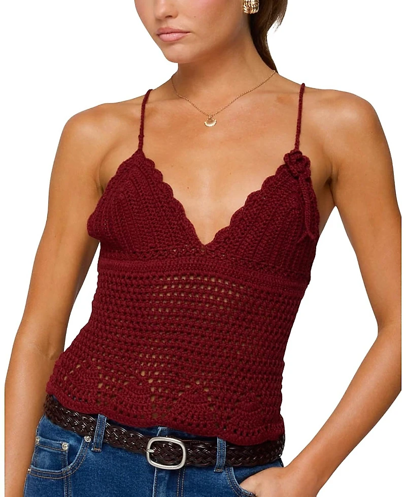 Edikted Delila Crochet V Neck Top