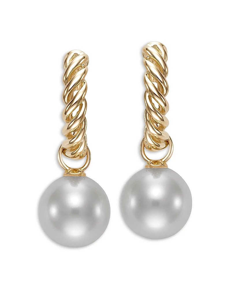 Bloomingdale's Fine Collection Freshwater Pearl Twist Chain Hoop Earrings