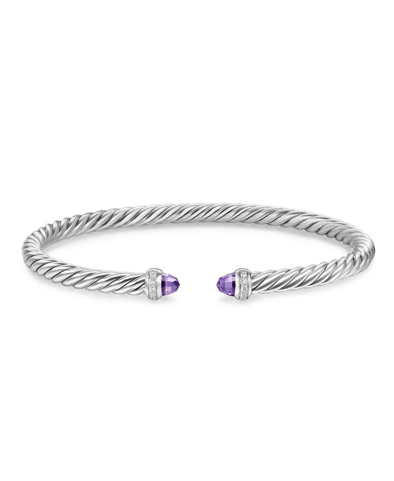 Cablespira Flex® Bracelet Sterling Silver with Diamonds, 4mm