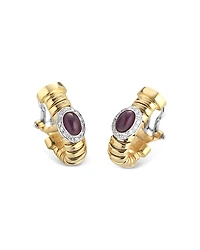 Alberto Milani 18K Yellow Gold Via Giardino Ruby & Diamond Tubogas Huggie Hoop Earrings