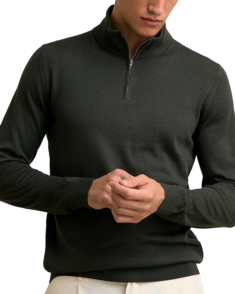 Reiss Blackhall Long Sleeved Half Zip Funnel Neck Merino Wool Sweater