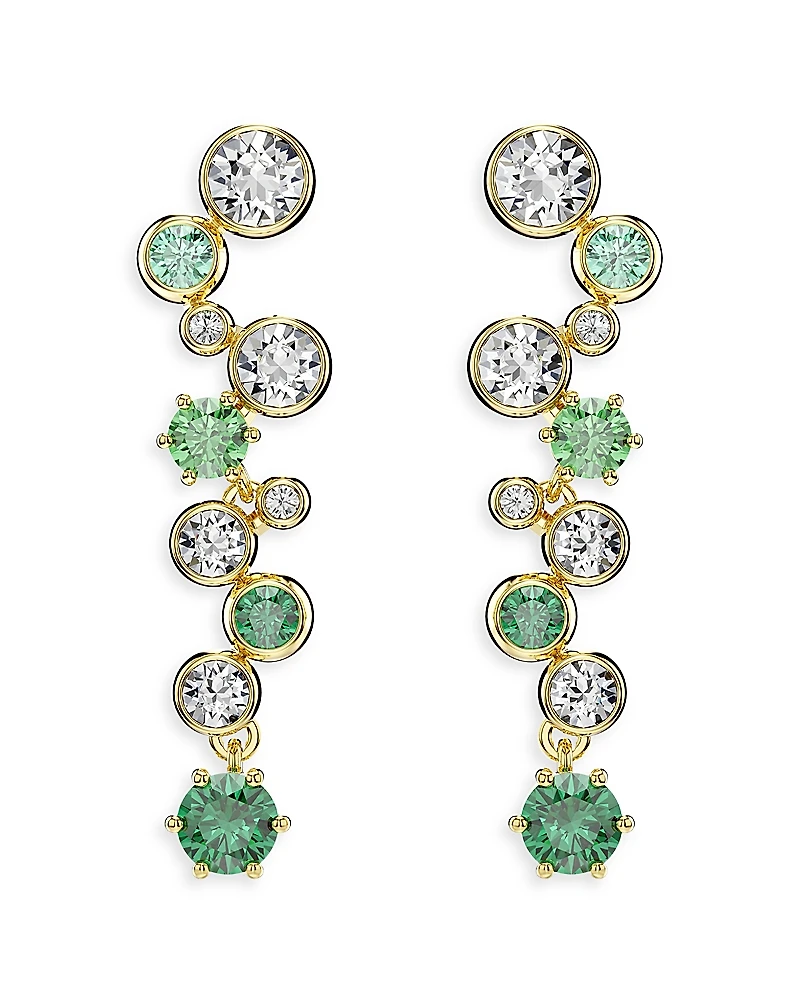 Swarovski Constella White & Green Crystal Linear Drop Earrings