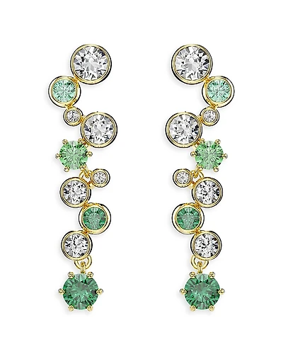 Swarovski Constella White & Green Crystal Linear Drop Earrings