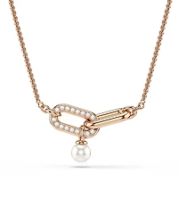 Swarovski Constella Pave Crystal Link & Faux Pearl Pendant Necklace, 14.87-18.87