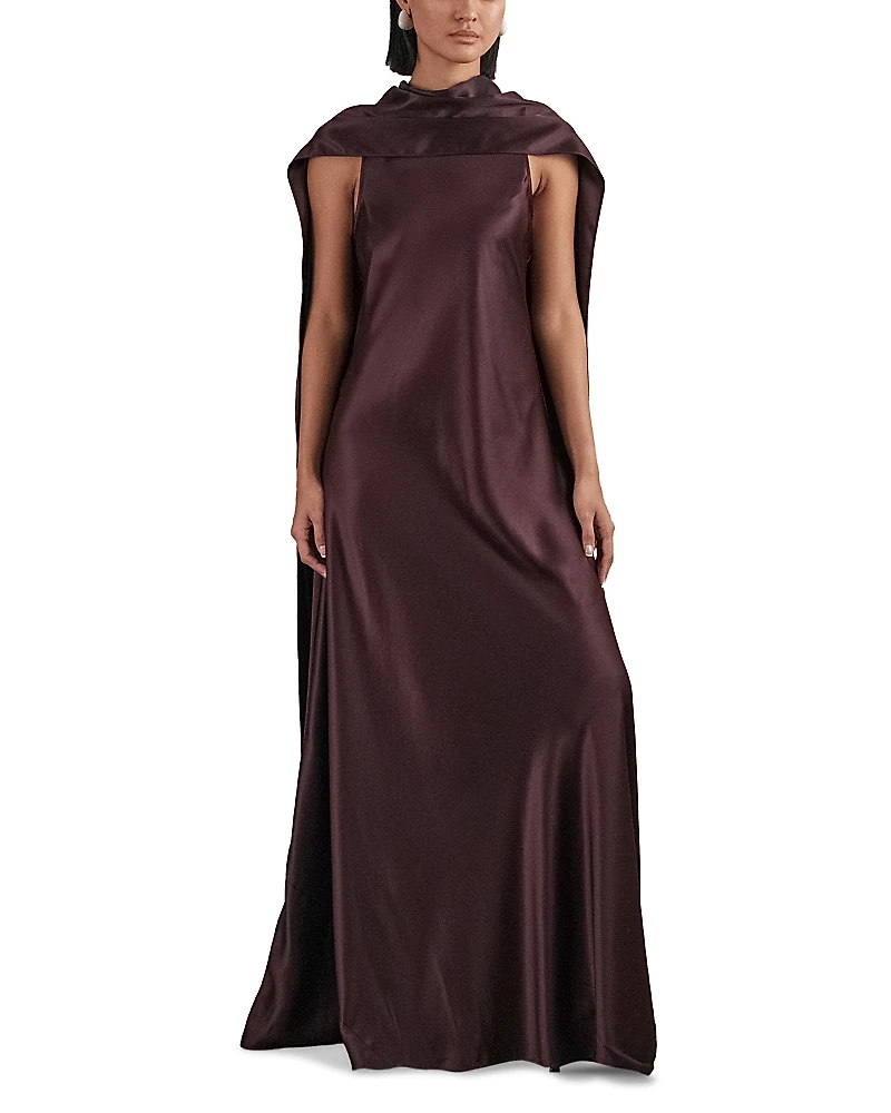 Reiss Satin Cape Maxi Dress
