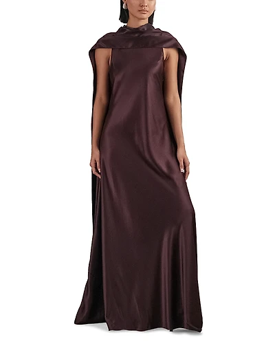 Reiss Satin Cape Maxi Dress
