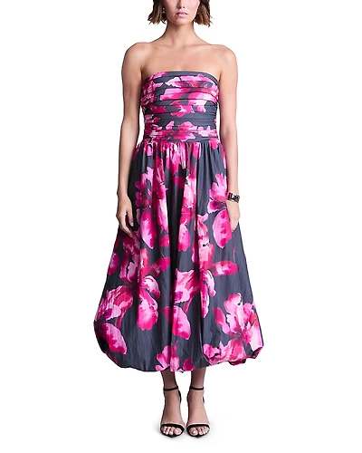 Amur Helena Floral Bubble Hem Midi Dress