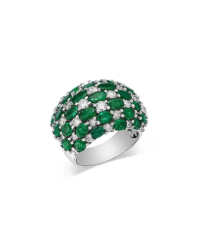 Bloomingdale's Fine Collection Emerald & Diamond Checkerboard Cluster Ring