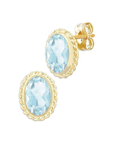 Bloomingdale's Fine Collection Aquamarine Oval Stud Earrings