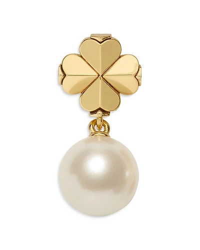 kate spade new york Spade Clover & Imitation Pearl Drop Earrings