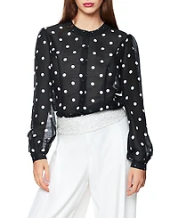 Marc Cain Silk and Linen Polka Dot Blouse