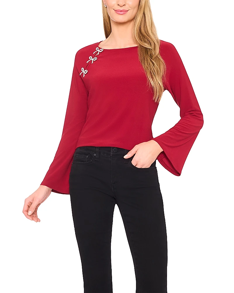 CeCe Embellished Bow Top