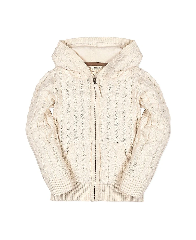 Hope & Henry Boys' Organic Long Sleeve Full Zip Hooded Sweater with Elbow Patches - Little Kid, Big Kid