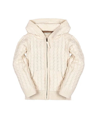 Hope & Henry Boys' Organic Long Sleeve Full Zip Hooded Sweater with Elbow Patches - Little Kid, Big Kid