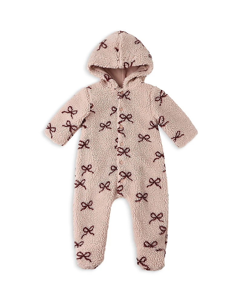 Rylee + Cru Girls' Bow Print Hooded Fleece Footie - Baby