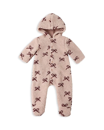 Rylee + Cru Girls' Bow Print Hooded Fleece Footie - Baby