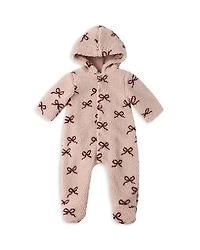 Rylee + Cru Girls' Bow Print Hooded Fleece Footie - Baby