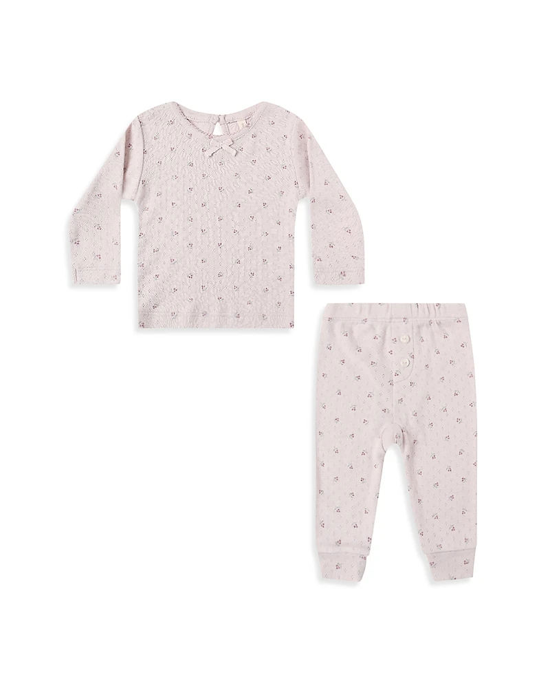 Quincy Mae Girls' Pointelle Long Sleeved Tee & Leggings Set - Baby
