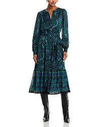 Aqua Paisley Print Midi Dress - Exclusive