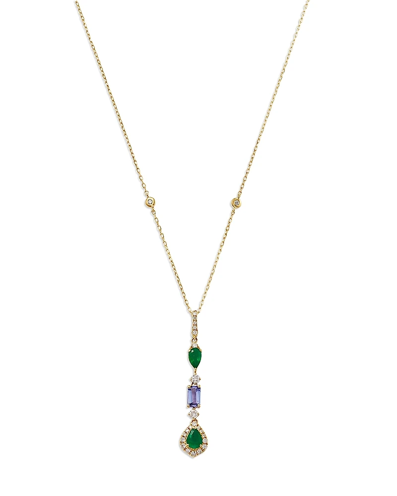 Bloomingdale's Fine Collection Emerald, Tanzanite & Diamond Lariat necklace