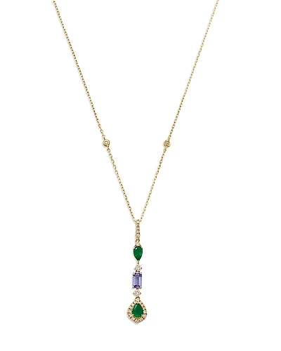 Bloomingdale's Fine Collection Emerald, Tanzanite & Diamond Lariat necklace