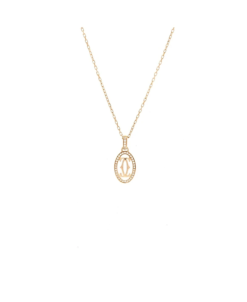 Pre-Owned Cartier Double C de Cartier Pendant Necklace 18K Rose Gold and Diamonds