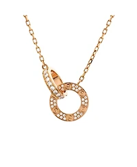 Pre-Owned Cartier Love Interlocking Pave Necklace 18K Rose Gold and Diamonds