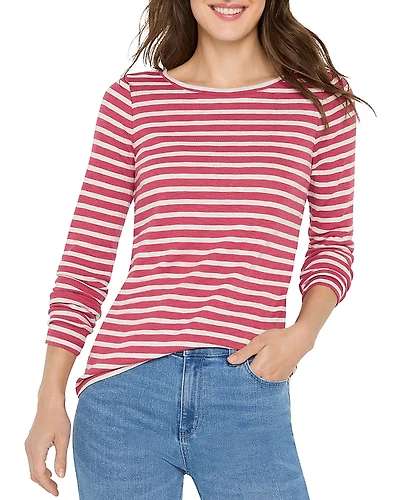 Nzt By Nic+Zoe Long Sleeve Stripe Boat Tee