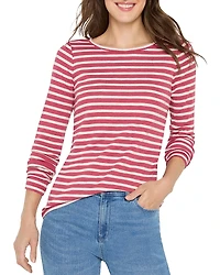 Nzt By Nic+Zoe Long Sleeve Stripe Boat Tee