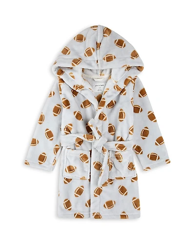 petit lem Boys' Football Print Plush Hooded Robe - Little Kid