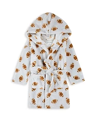petit lem Boys' Football Print Plush Hooded Robe - Little Kid
