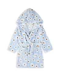 petit lem Girls' Daisy Print Plush Hooded Robe