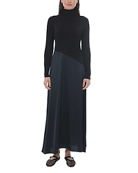 Point Mixed Media Turtleneck Dress