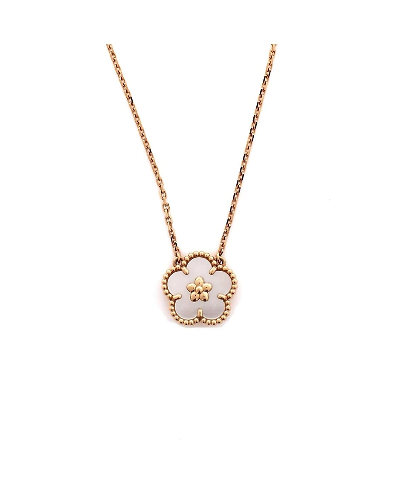 Pre-Owned Van Cleef & Arpels Lucky Spring Plum Blossom Pendant Necklace 18K Rose Gold and Mother of Pearl