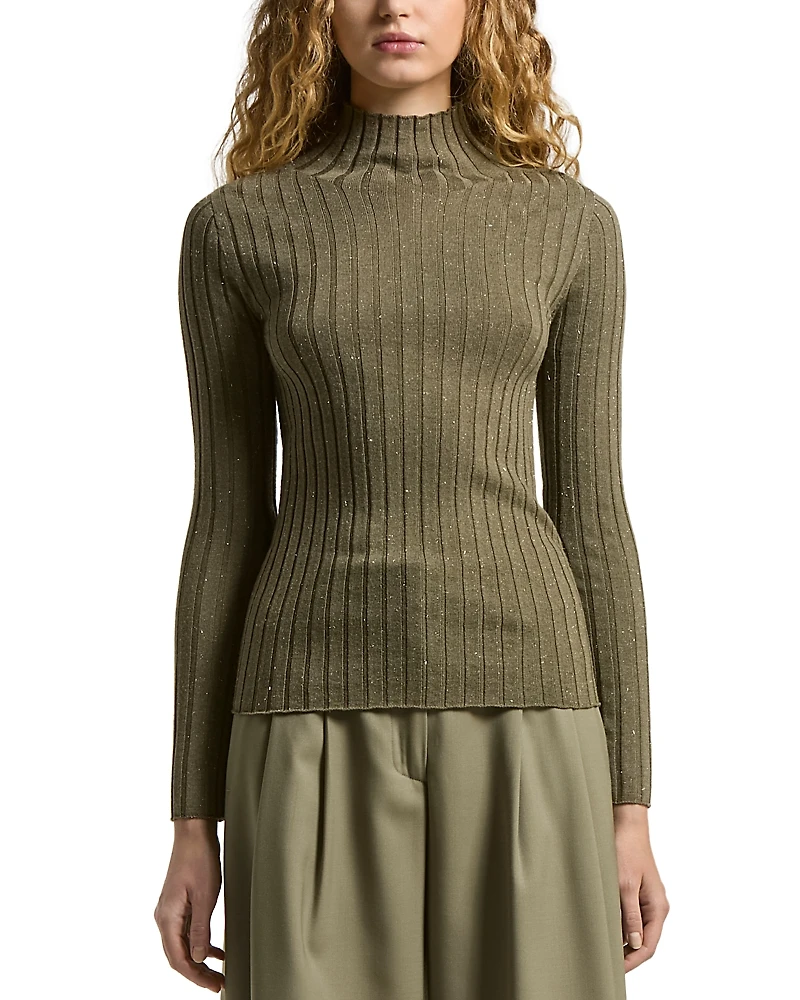 Peserico Mock Neck Rib Knitted Sweater