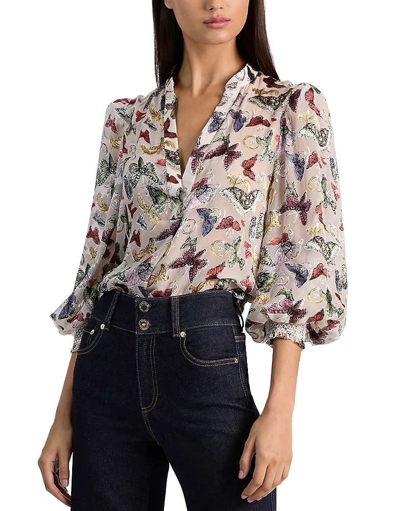 Alice and Olivia Sheila Blouson Sleeve Top