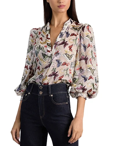 Alice and Olivia Sheila Blouson Sleeve Top