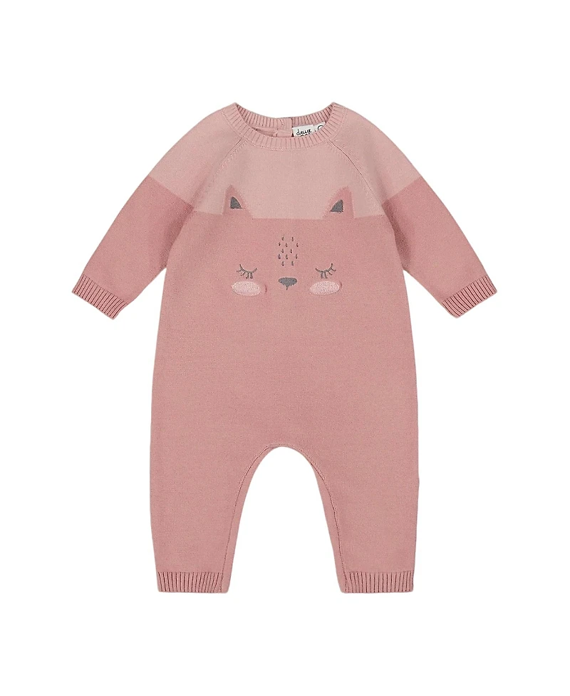 Deux par Girls' Knitted Bi-Color Cat Romper - Baby