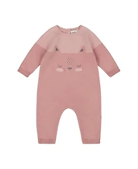 Deux par Girls' Knitted Bi-Color Cat Romper - Baby