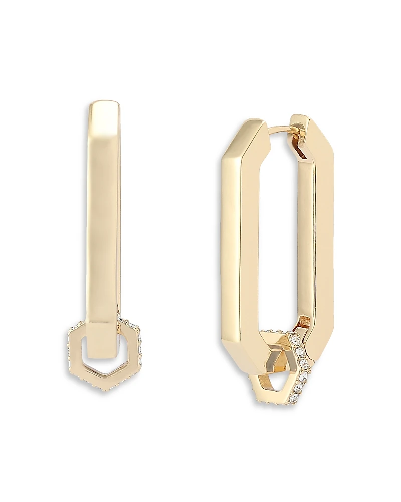 Allsaints Pave Link Hexagon Hoop Earrings