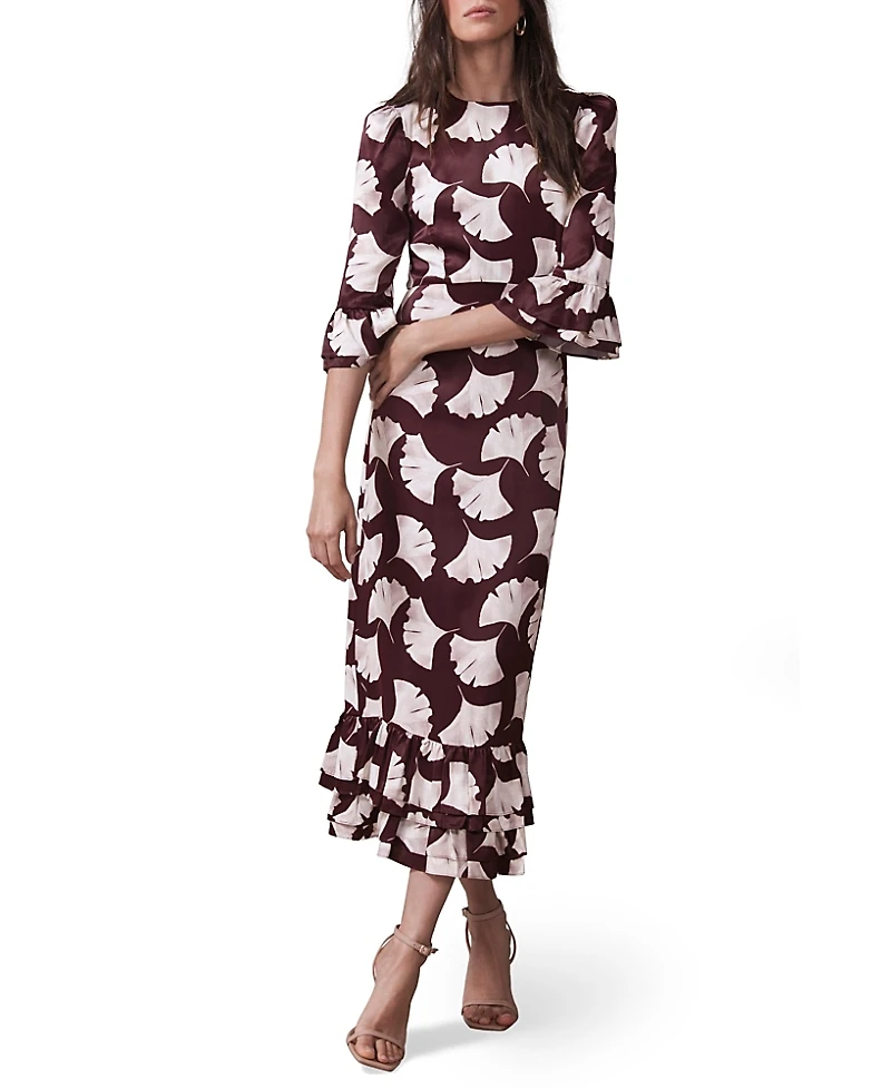Mint Velvet Women's Leaf Print Midi Dress