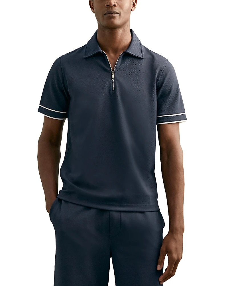 Reiss Textured Zip Polo Shirt