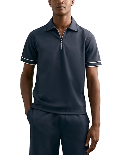 Reiss Textured Zip Polo Shirt