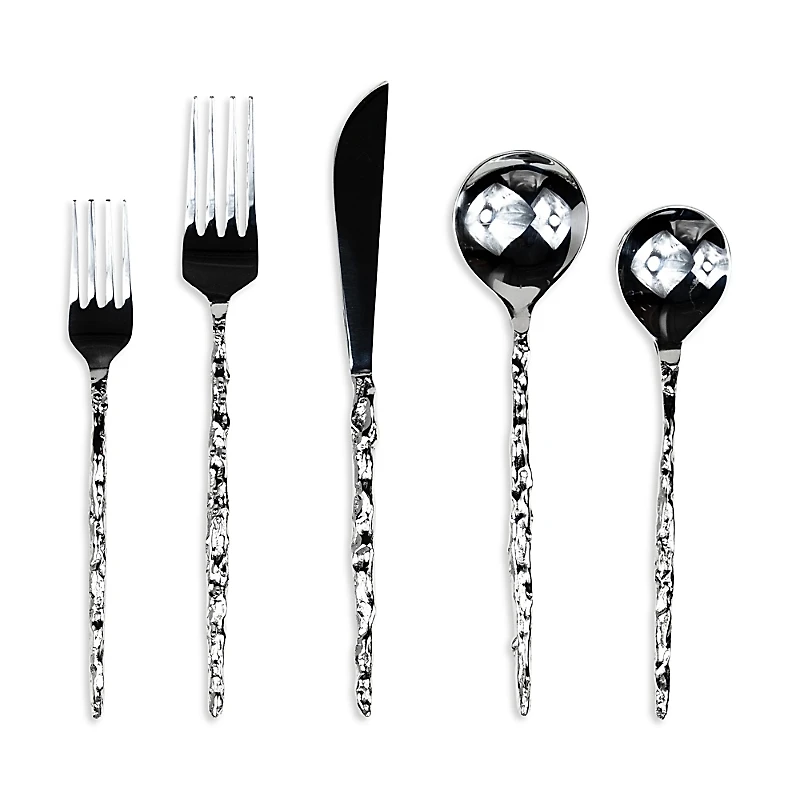 Shelton Metal Sand Drip Five Piece Flatware Set
