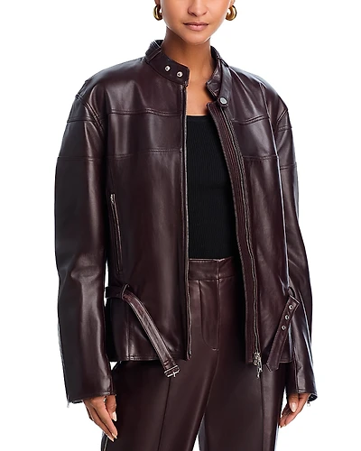 Helmut Lang Leather Moto Bomber Jacket