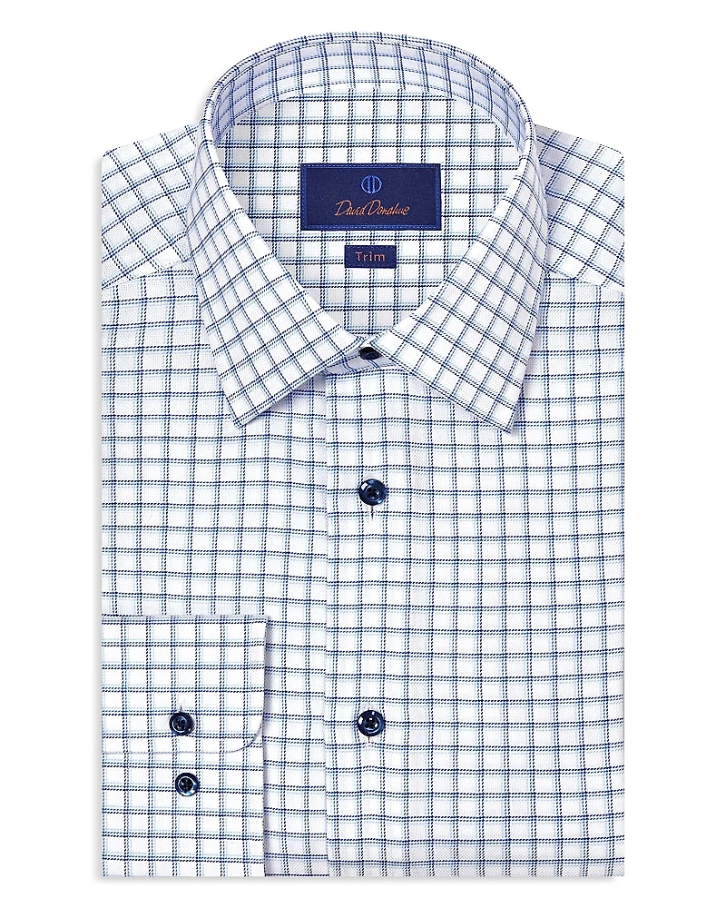 David Donahue Slim Fit Printed Dobby Dress Shirt