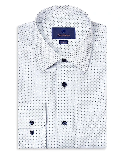 David Donahue Slim Fit Printed Stretch Dress Shirt