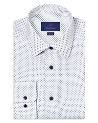 David Donahue Slim Fit Printed Stretch Dress Shirt