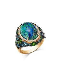 Bloomingdale's Fine Collection Multi Gemstone & Diamond Oval Halo Statement Ring